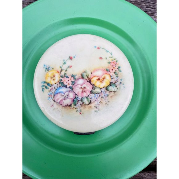 VIntage 1960s Rex 5th Ave. XL Compact Face Powder Floral Pansy - Picture 11 of 11